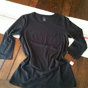 Black 3/4 length sleeve Cotton Tee Shirt